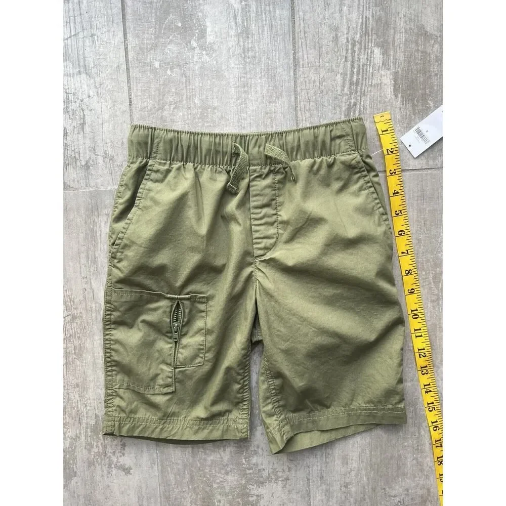 GAP Kids Boy Drawstring Elastic Shorts Pull-On Cactus Cargo Zip Pocket NEW S 6-7
